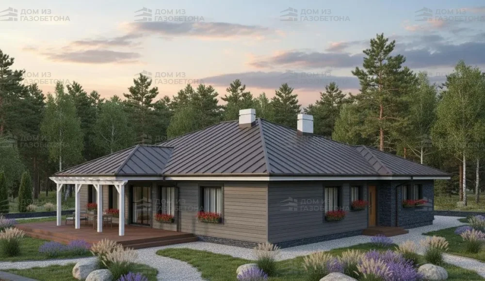 Проект Одноэтажный дом 18 на 18, 224 м2