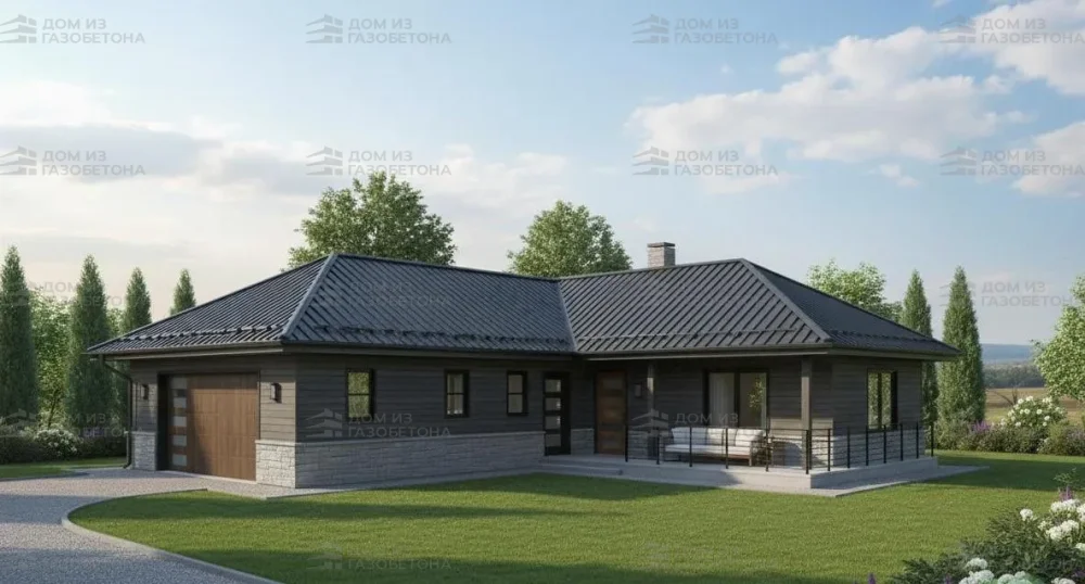 Проект Одноэтажный дом 16 на 18, 168 м2